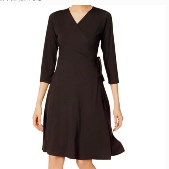 Eileen Fisher Viscose Jersey Melange Wrap Dress in Brown Size 2X - Picture 1 of 6
